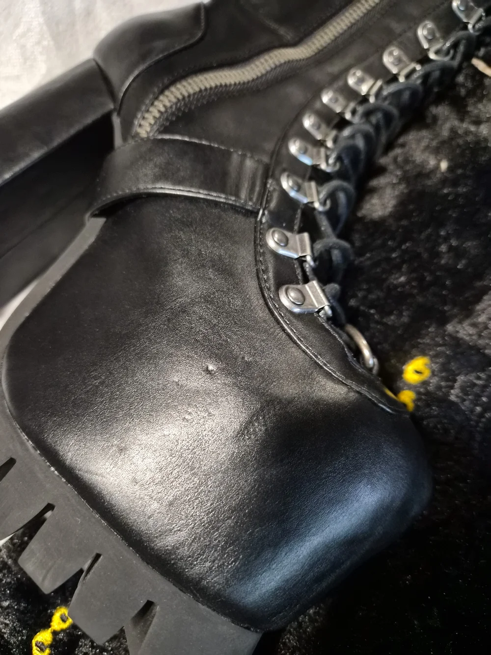 Dolls Kill Black Lace-Up Platform Heeled Boots